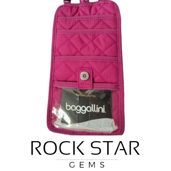 Baggallini wallet on a string for travel pink quilted